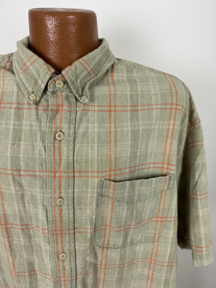 Camisa de Colección Años 90 Route 66 Mezcla de Lino Hombres 2XL Abotonada Beige A Cuadros Exterior Foto 3 de 4