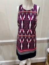Crown & Ivy Pink Navy Geometric Print Racerback Sleeveless Dress Size 4