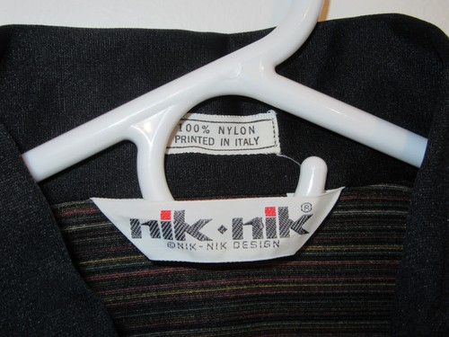 1970S VINTAGE MENS DISCO NIK NIK SHIRT ART DECO STYLE BLACK STRIPES ITALY M 027 - Bild 4 von 8