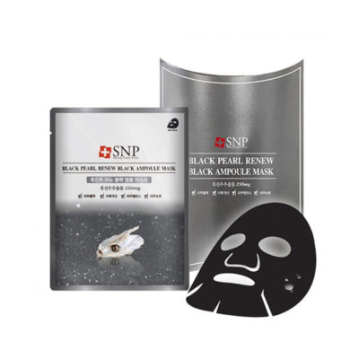 SNP Black Pearl Renew Black Ampoule Mask ~ 10 Sheets 