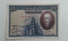 Used - 25 Pesetas Bill Banco De España From 1928 - Calderón De La Barca