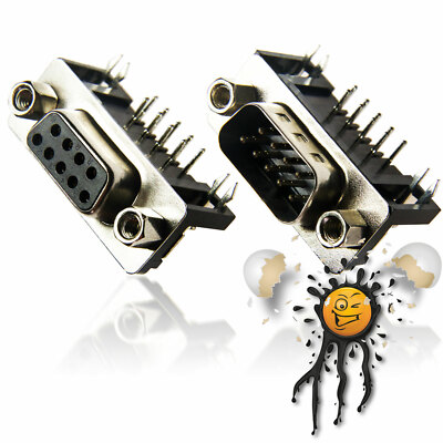 2 piece pcs. DB9 RS232 Serial UART 90° Ports Serial 9 Pin Socket Connector