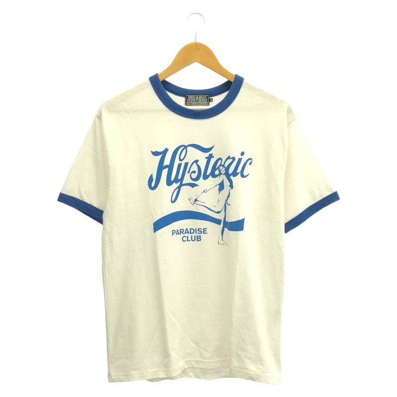 Hysteric Glamour PARADISE CLUB Ringer T-Shirt M White Blue Fashion