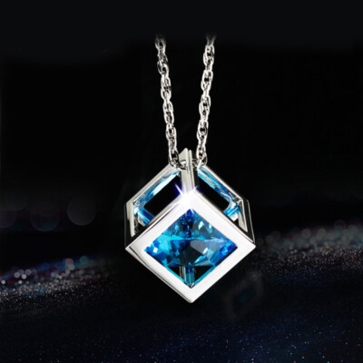 Magic Cube Blue Crystal Car Pendant Durable Rearview Mirror Hanging Charm Decor