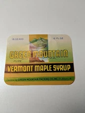 Green Mountain Pure Vermont Maple Syrup Label St. Albans Vt. Vermont  Vintage 