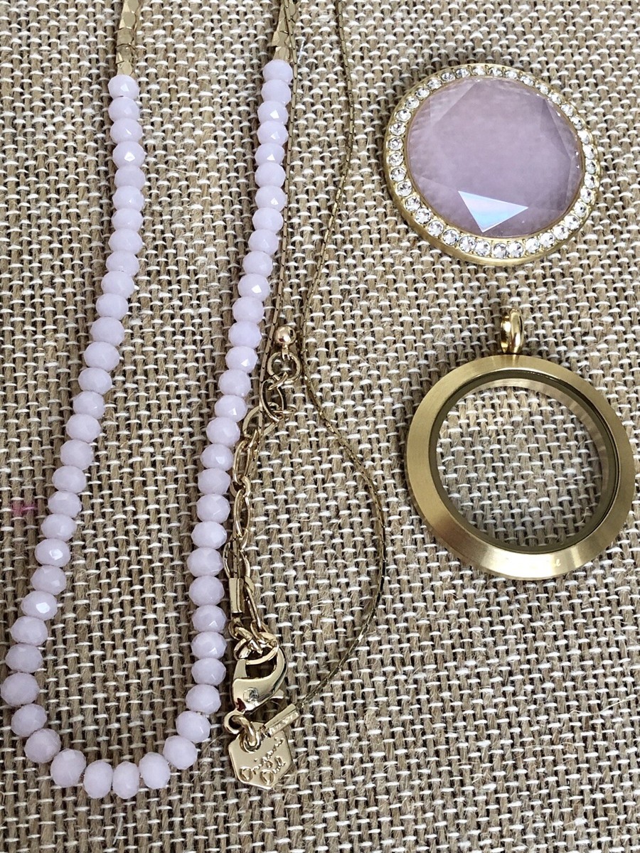 Origami Owl Hostess Exclusive Pink Prism Face Large Locket Chain RARE HTF