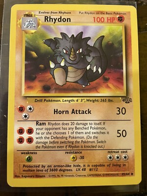 Pokémon TCG Rhydon Jungle 45/64 Regular Unlimited Uncommon LP | eBay