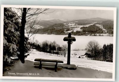 39585122 - 7820 Titisee Deep Snow Crossing Next to a Bench Over