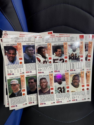 Tarjetas del día del juego de McDonald's 1993 de los Browns & Bengals de la NFL + una extra - Imagen 10 de 12
