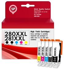 Replacement Canon PGI-280XXL CLI-281XXL Ink for TR8620 TR8620A TR8520 5-Pack 