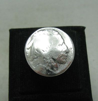 Vintage schwerer Sterlingsilber Ringhäuptling fünf Cent USA massiv 925 handgefertigt