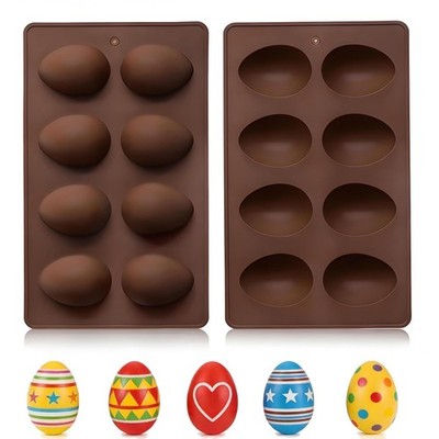 2pcs Easter Egg Shape Silicone Molds,8-Cavity Silicone Egg Pan for Cake Decor...