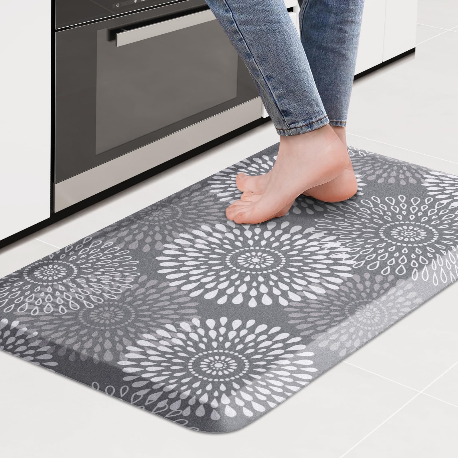 Kitchen Mat Waterproof Rugs for Floor Cushioned Anti-Fatigue Non-Slip Standing
