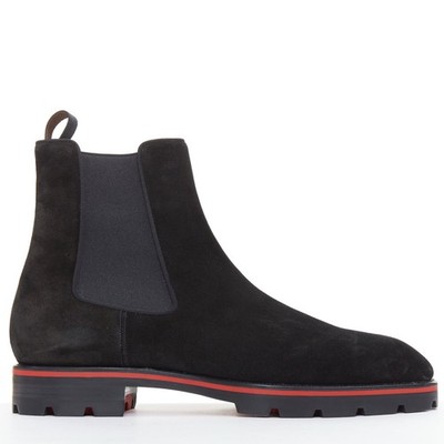 CHRISTIAN LOUBOUTIN Alpinono Flat Crosta Wax black suede boots EU41.5 US8.5