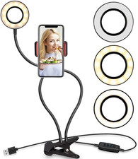 Clip on 3.5Inch Ring Light with Cell Phone Holder Stand for Live Stream/Makeup,