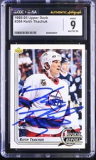 Keith Tkachuk Signed 1992-93 Upper Deck Card #364 Jets CGC 9 JSA 10 Auto