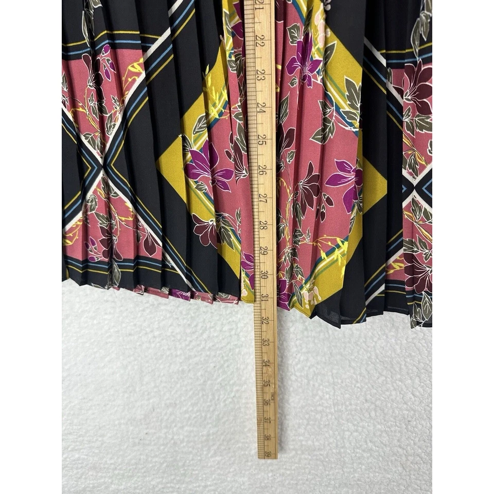 APT. Falda midi grande estilo boho estampado mixto plisado acordeón cintura 9 lazos Foto 4 de 4