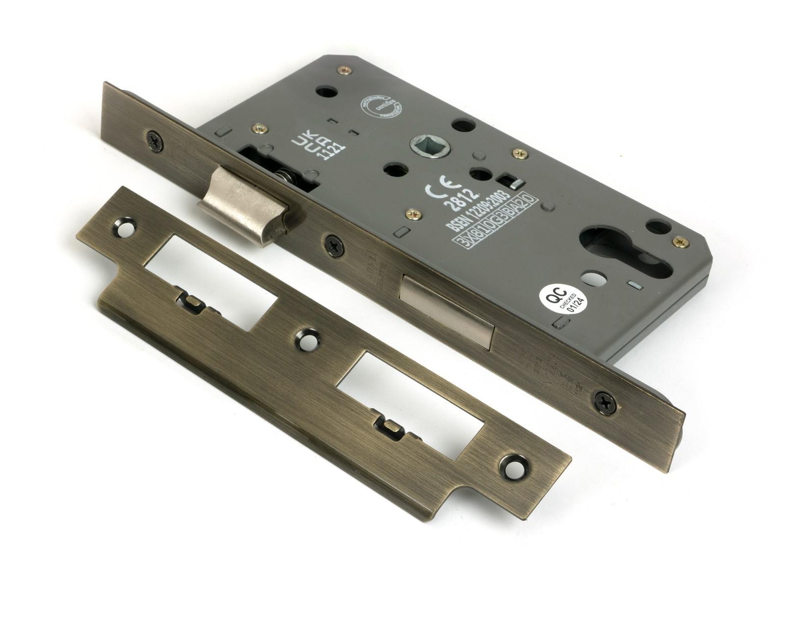 From The Anvil 51801 Aged Brass Euro Din Sash Lock - 60mm Backset/72mm Centre