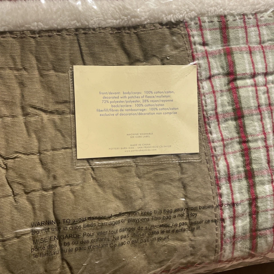 Pottery Barn Kids Tahoe Twin Quilt Cabin Plaid Fleece Patchwork Sherpa Corduroy - Image 4 of 4