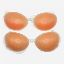 Silicone Adhesive Bra Cups 2 Pair Strapless Backless Reusable Demi Beige Brown