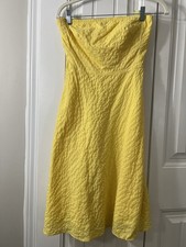 J.Crew Lorelei Strapless Seersucker Mini Dress in Sunshine Yellow SZ 0