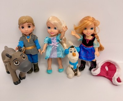 *HTF* Disney Frozen 6  Anna Elsa Kristoff Sparkle Sven Olaf Petite Doll Set 