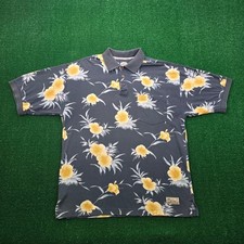 Tommy Bahama Polo Shirt Mens Medium/Large Blue Floral Short Sleeve Vintage Beach