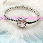 Bracelet Silver Plate Bangle Brighton Lovable Pink Crystal Hinged