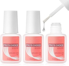 3Pcs Extra Strong Nail Glue for Acrylic Nails, Nail Glue with Brush for Nail Rep