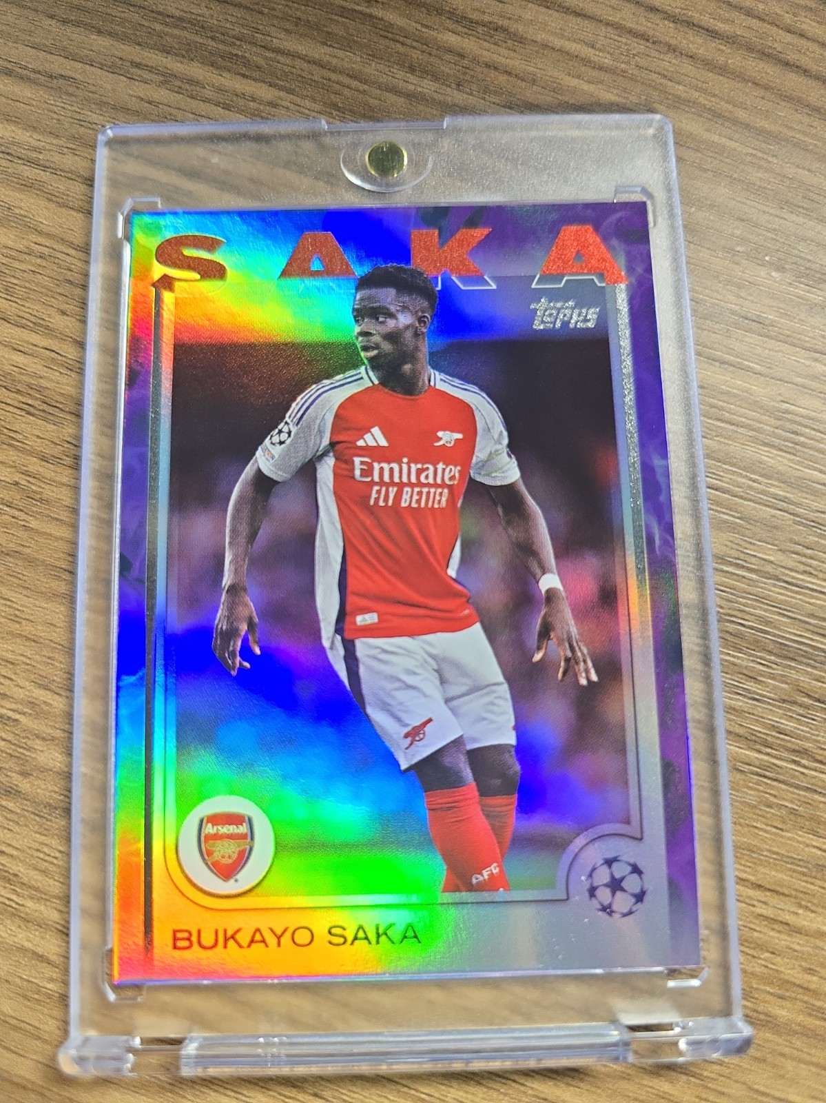 2024-25 Topps Chrome Uefa Club Bukayo Saka #77 Violet Refractor /299 view 1