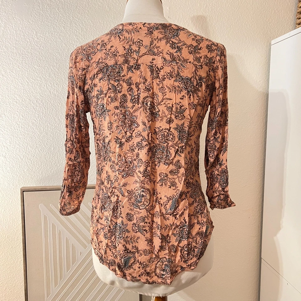Top Boho Vintage America Mujer Rosa Paisley Talla S Campesino Occidental Floral Viscosa Foto 4 de 4