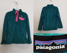 Patagonia Re-Tool Snap-T Fleece Girls M (10) Teal/Pink #W4584