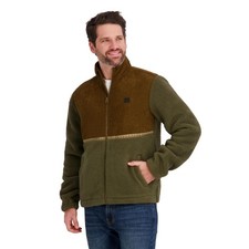 Mens Full Zip Mock Neck Sherpa Jacket, Brown, XL