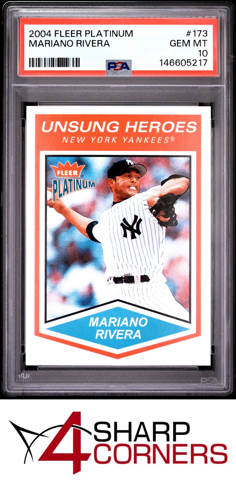 2004 FLEER PLATINUM #173 MARIANO RIVERA HOF POP 6 PSA 10