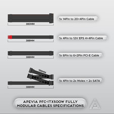 Apevia ITX-PFC500W Mini Itx Flex ATX 1U 500W Fully Modular Power Supply, Full 6