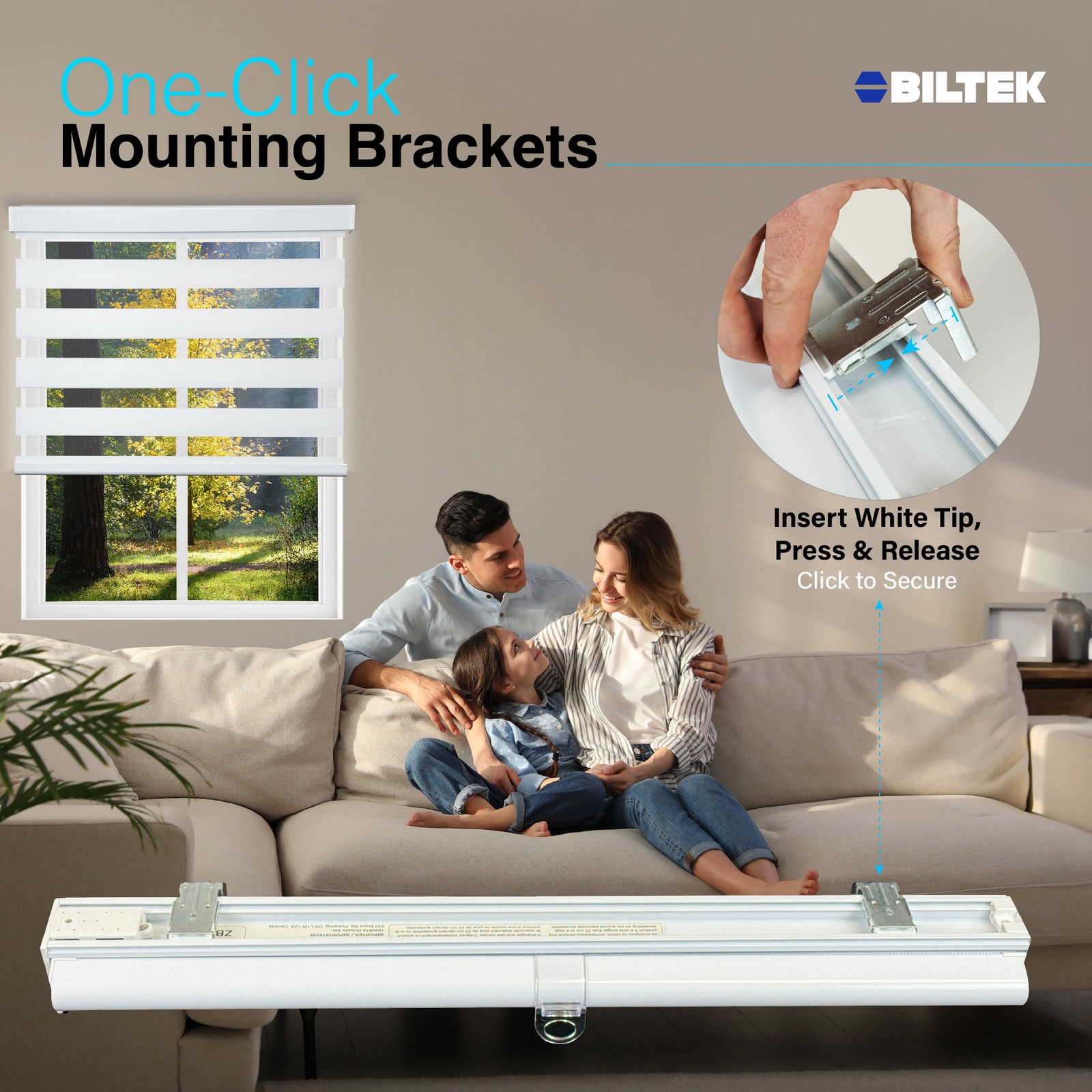 Cordless Window Roller Shades Free-Stop Dual Layer Zebra Blinds - 38"x72"