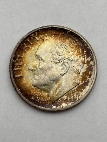 1949-D Roosevelt Dime Choice Uncirculated Original Album Toned BEAUTIFUL