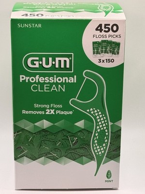 GUM Professional Clean Floss Picks 450ct Mint Shred Resistant Dental