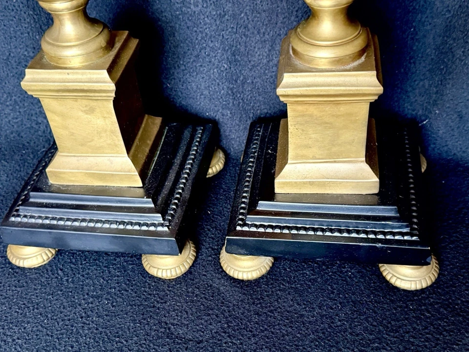 GRAND TOUR STYLE BRASS BRONZE OBELISKS Large Pair Mantel Clock Garniture - Image 3 of 4