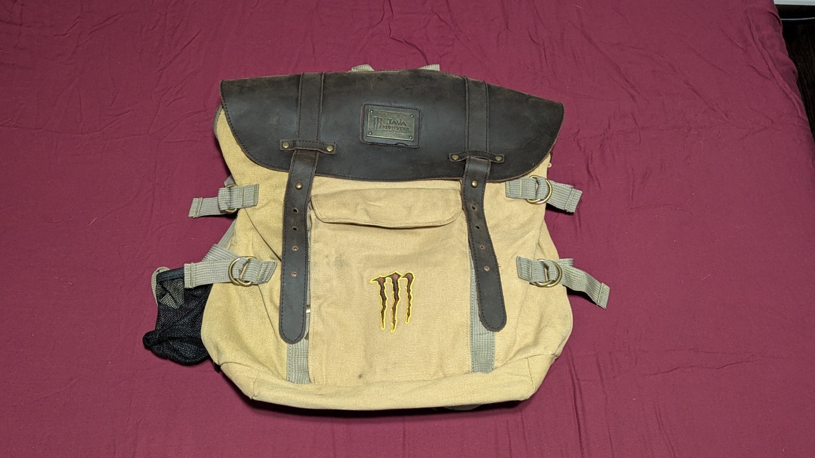 Monster Energy Java Backpack Brown/tan leather Bag - image 1