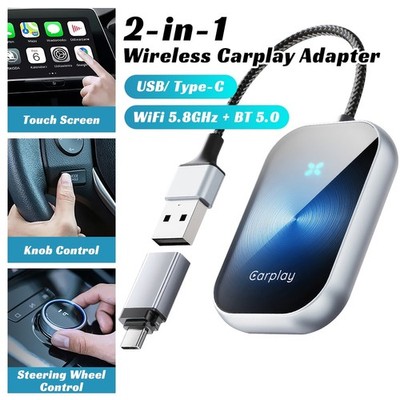2 in 1 Wireless WLAN 5,8 GHz Adapter für Apple CarPlay Android Auto Plug Play