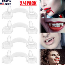 4Pcs Halloween Scary Party Cosplay Vampire Fangs Retractable Teeth Dress Costume