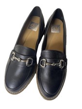 dv Dolce Vita Women's Cedar Loafer Size 8 Black Silver Horsebit Lug Sole