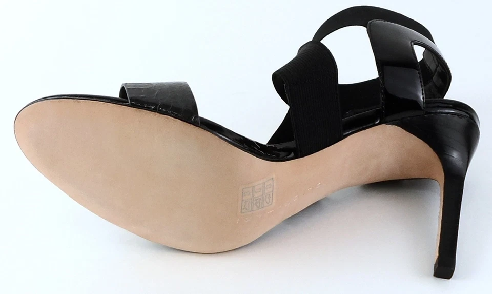 Sandálias de designer elásticas cobra patente preta ELIE TAHARI INDIA US$ 275 7,5 EUR 38 - Imagem 4 de 4