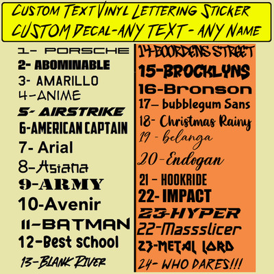 Custom Text Vinyl Lettering Sticker Decal Personalized  ANY TEXT - ANY NAME  [A4