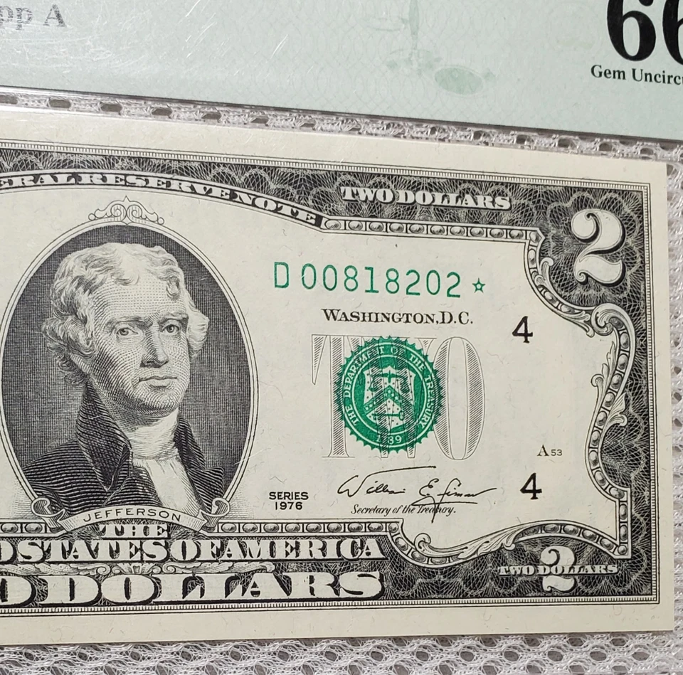 *Star* 1976 $2 Federal Reserve STAR Note Cleveland, OH PMG Gem Unc 66EPQ Nice - Image 2 of 4