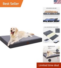 Luxurious Waterproof Orthopedic Dog Bed - Removable Cover, 35x22 Inch Grey