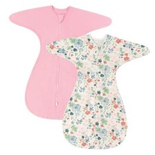 Shark-Fin Transition Swaddle - 1.0 Tog Baby 3-6 Months 2 Pack-pink flower