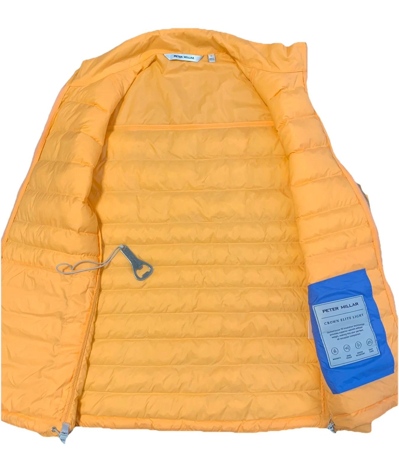 EUC Peter Millar Crown Elite Light Mens L Golden Ray Orange Puffer Golf Vest
Opens in a new window o