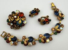 Coro Costume Set Bracelet Pin Clip On Earrings Vintage